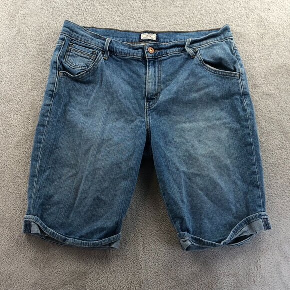 Levis Womens 515 Bermuda Jean Shorts Size 12 Blue Denim Classic Casual Cuffed - Picture 14 of 15